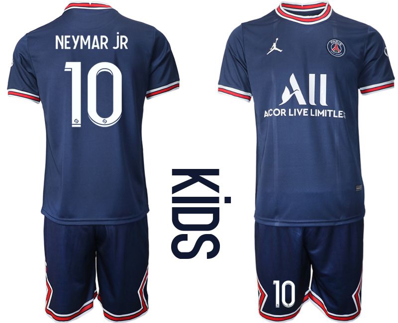 Youth 2021-2022 Club Paris St German home blue #10 Soccer Jersey